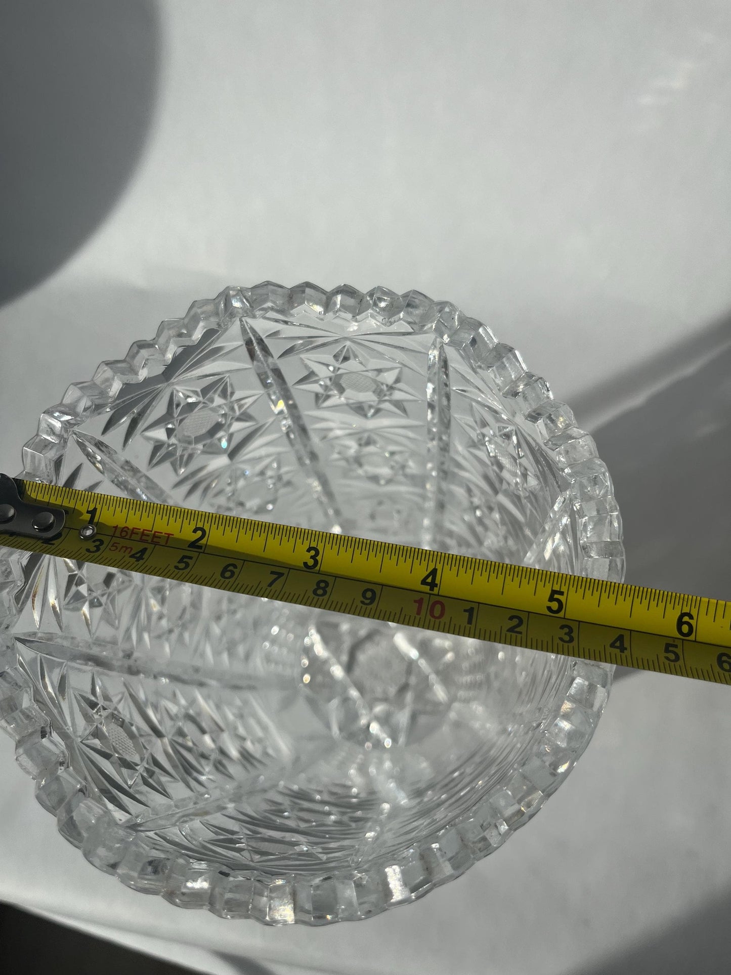 Beautiful Vintage Bohemian Cut Crystal Glass Vase Queens Lace