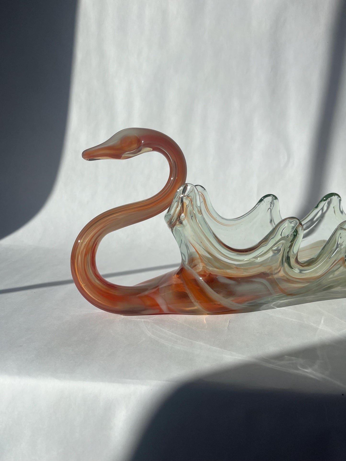 Vintage MCM Sooner Glass Hand Blown Swan Bowl