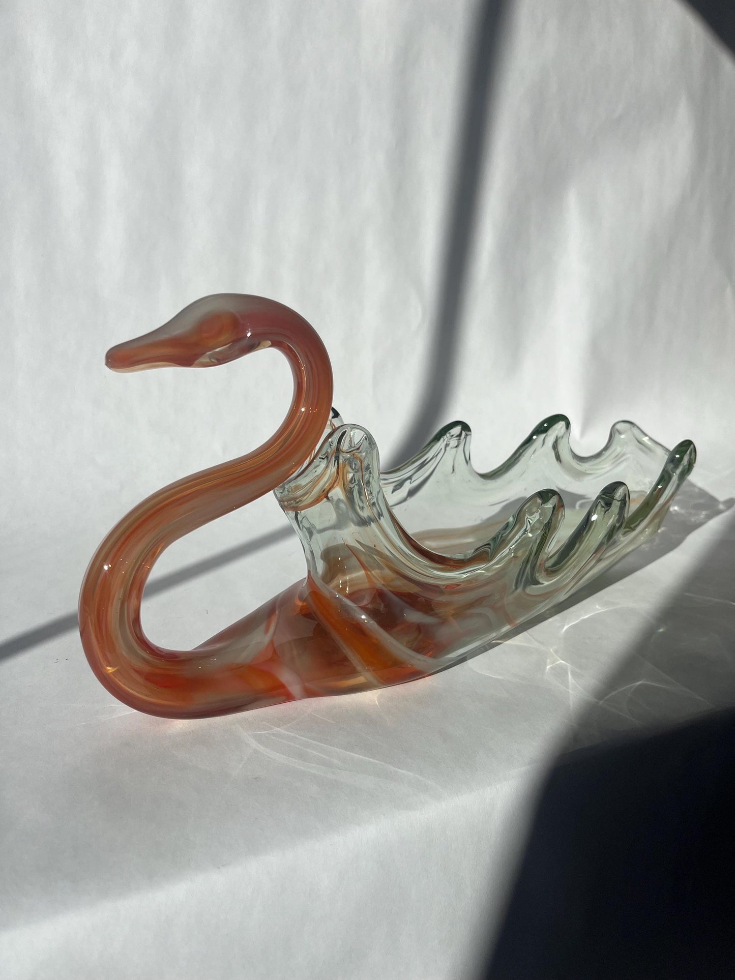 Vintage MCM Sooner Glass Hand Blown Swan Bowl