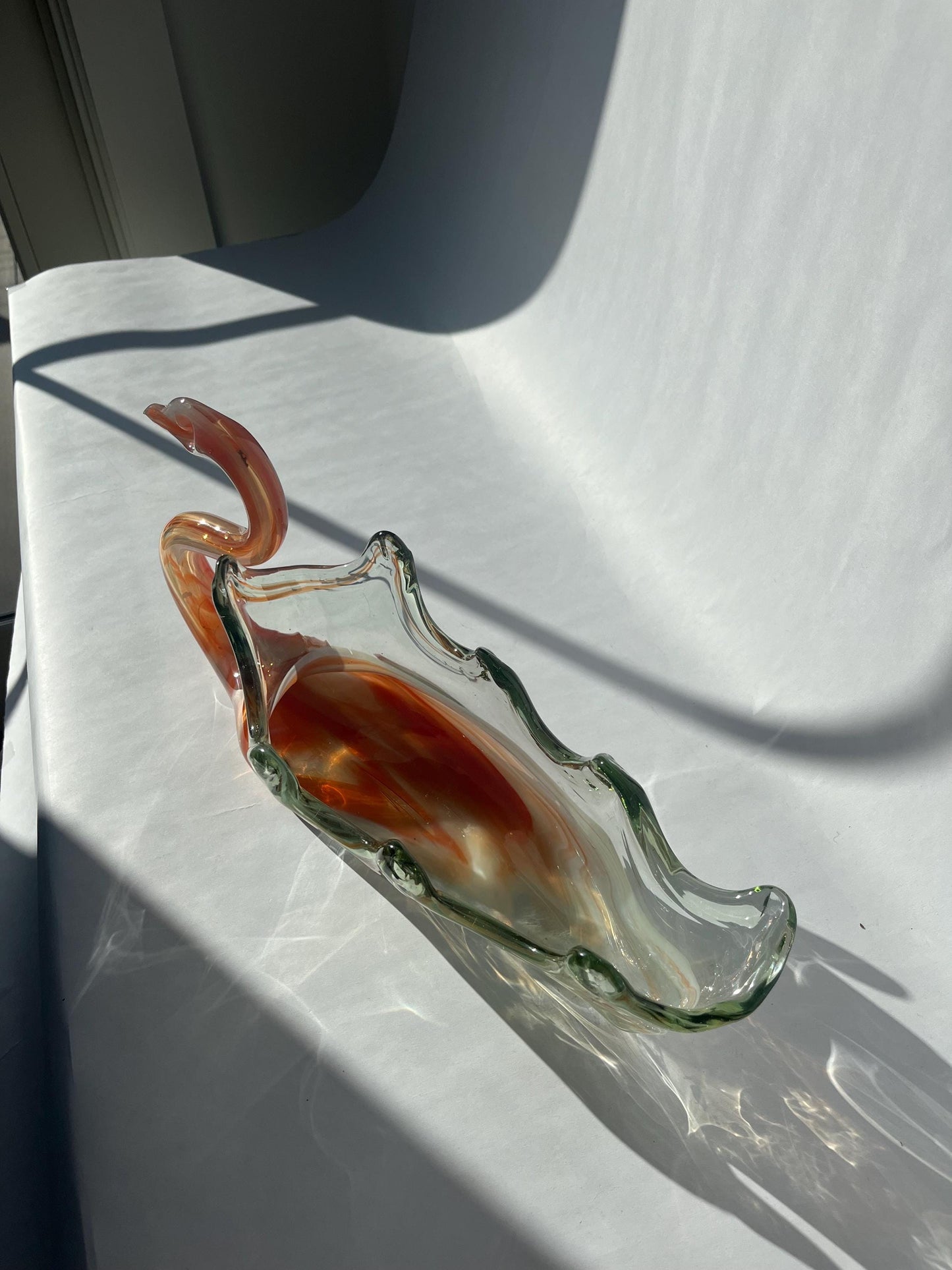 Vintage MCM Sooner Glass Hand Blown Swan Bowl