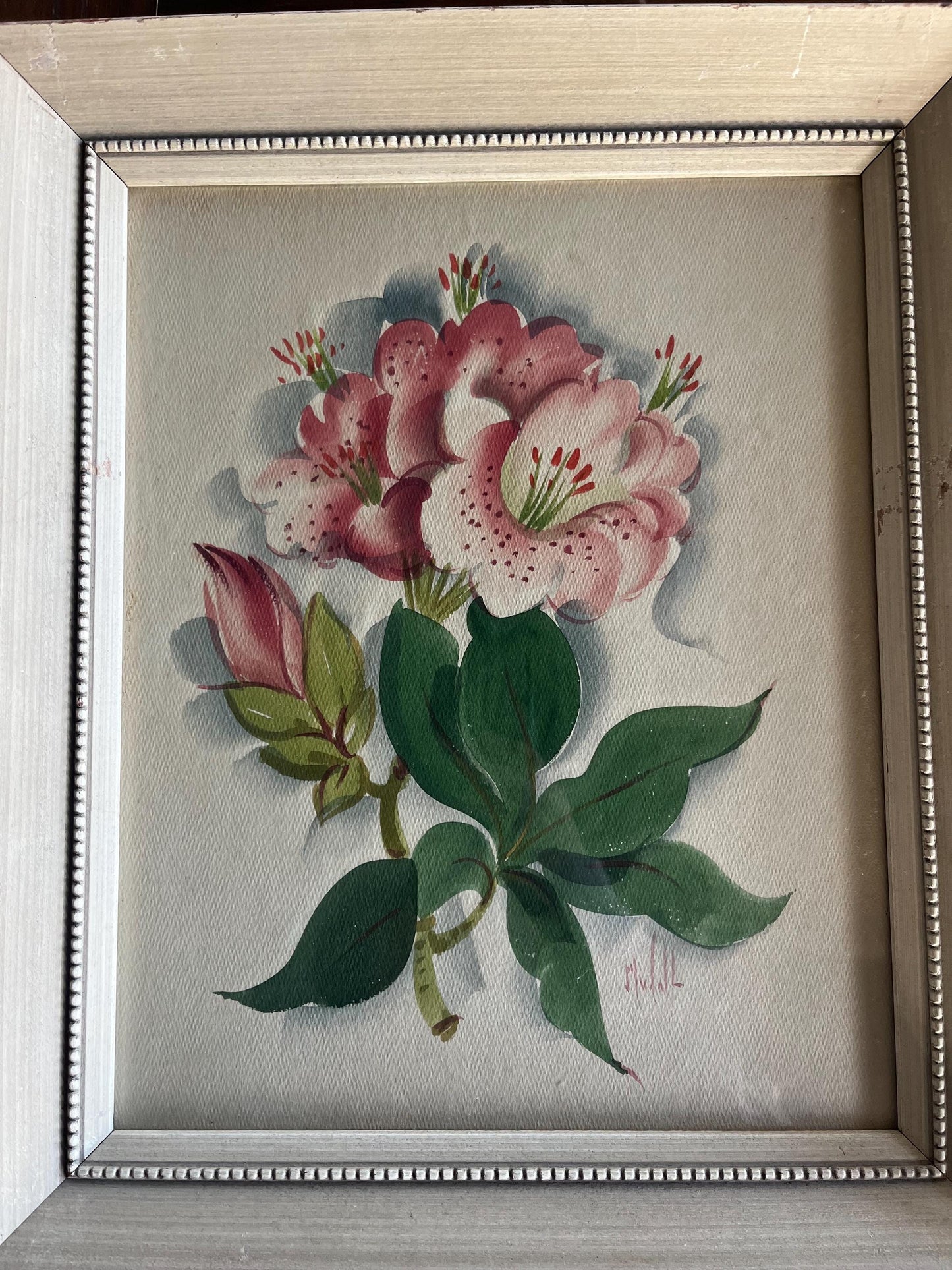 Wonderful Pair of Vintage Framed Floral Paintings Signed by Artist