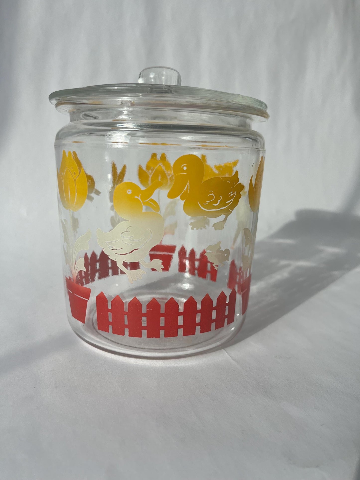 Vintage 1930s Anchor Hocking Provision Jar Lambs Duck Bunnies