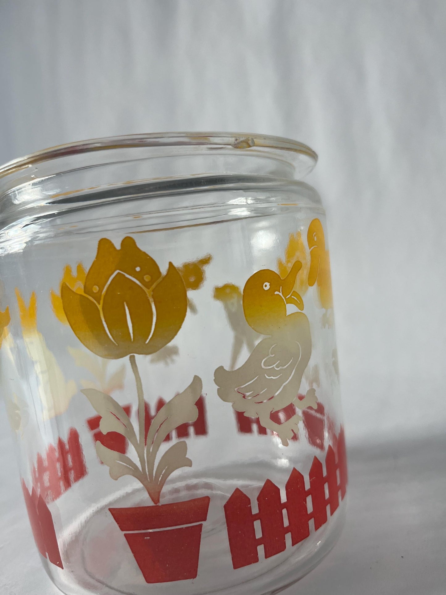 Vintage 1930s Anchor Hocking Provision Jar Lambs Duck Bunnies