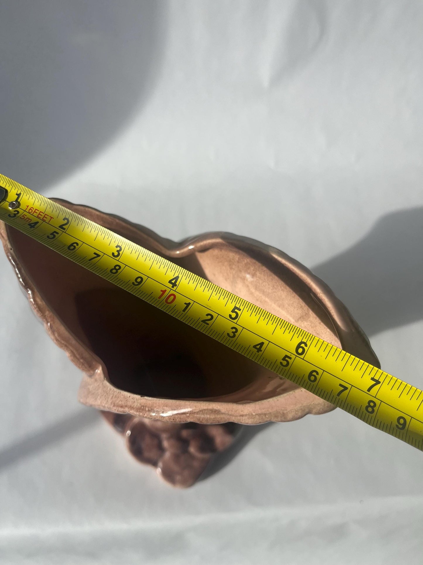 Vintage GONDER Art Pottery Vase Triple Leaf Design