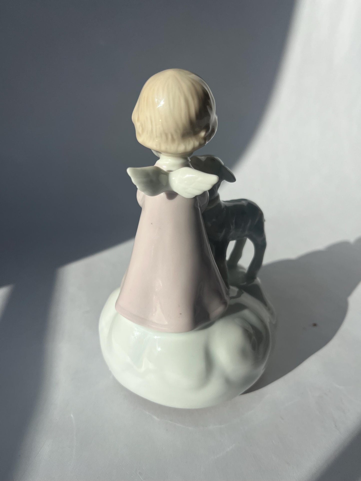 Vintage Roman Japan Porcelain Music Box Baby Angel And Lambs