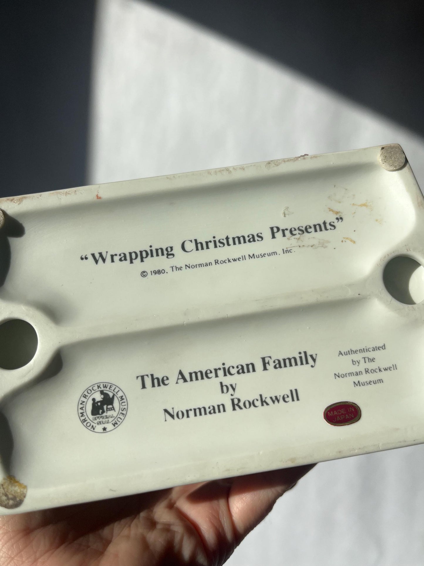 Vintage 1980 Figurine Wrapping Christmas Presents by Norman Rockwell American Family