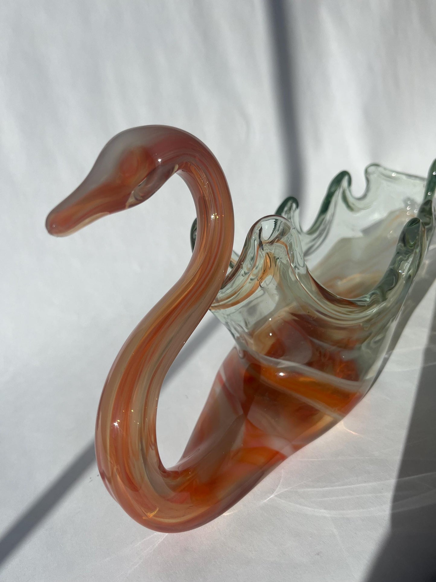 Vintage MCM Sooner Glass Hand Blown Swan Bowl