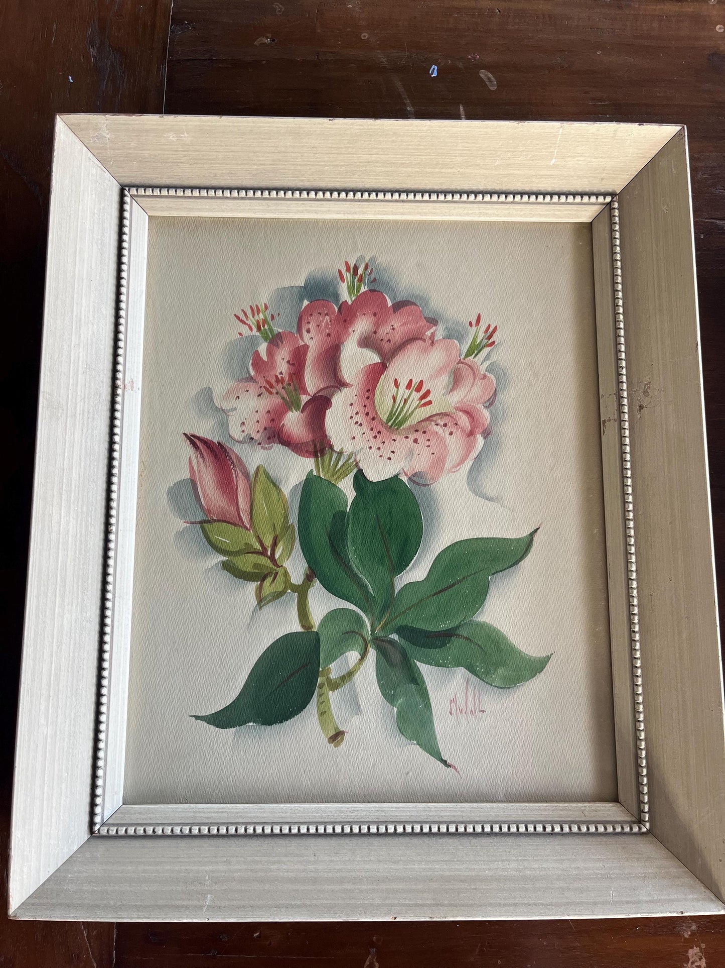 Wonderful Pair of Vintage Framed Floral Paintings Signed by Artist