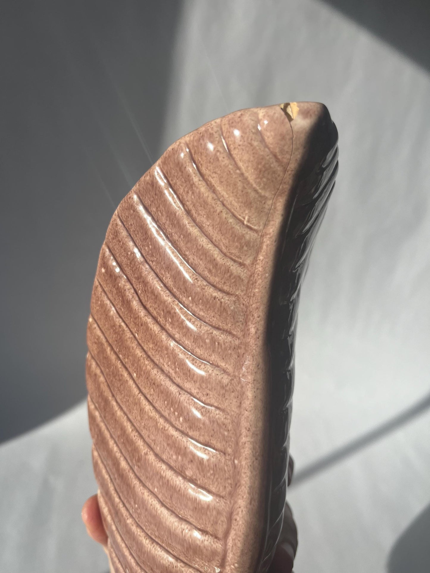 Vintage GONDER Art Pottery Vase Triple Leaf Design