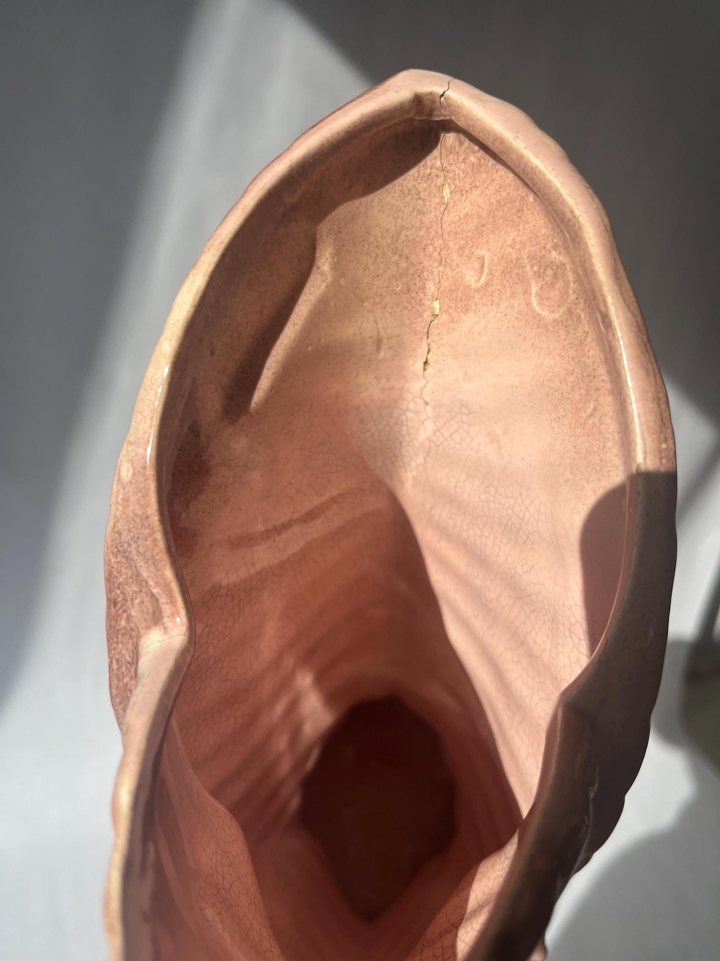 Vintage GONDER Art Pottery Vase Triple Leaf Design