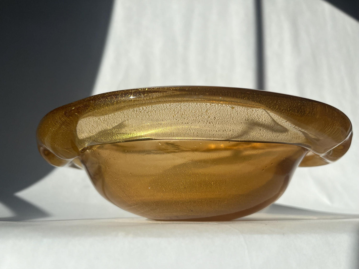 Rare MCM Vintage Murano Glass Amber Bowl