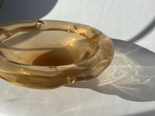 Rare MCM Vintage Murano Glass Amber Bowl