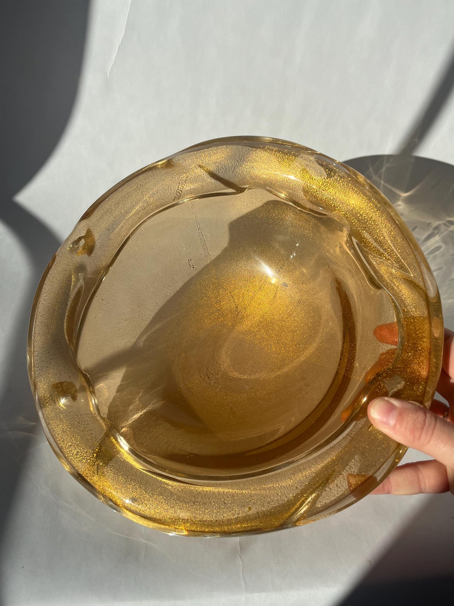 Rare MCM Vintage Murano Glass Amber Bowl