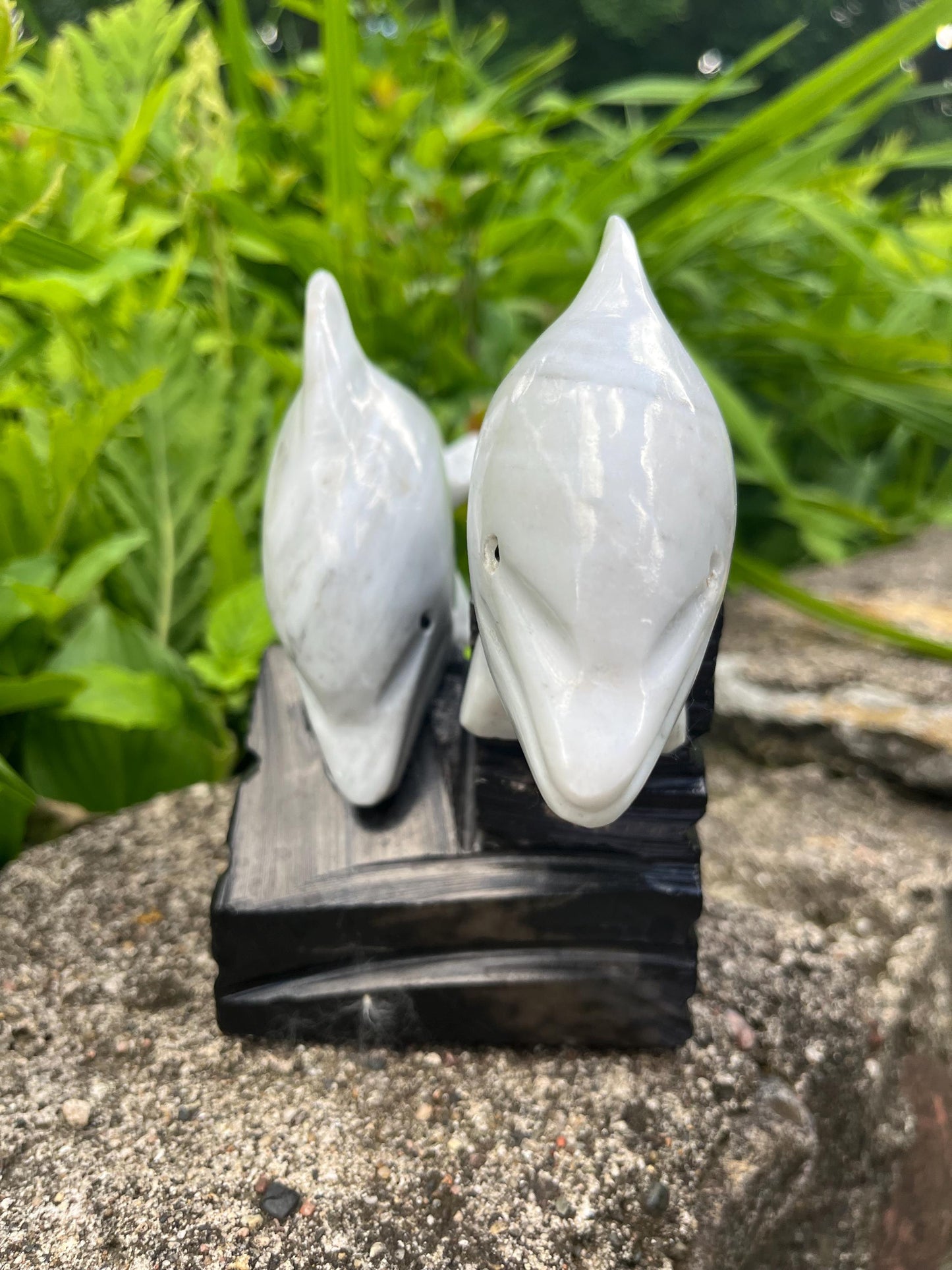 Superb Pair of Vintage Marble Dolphins