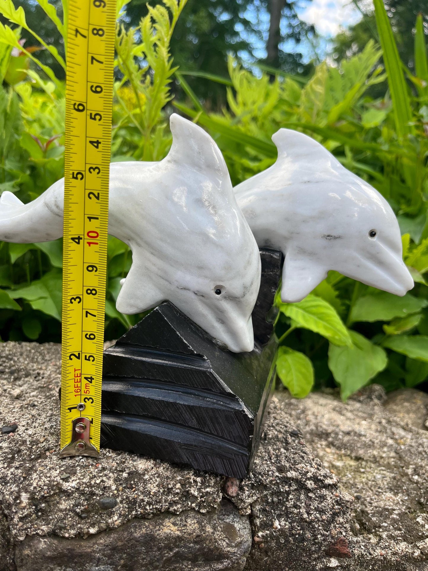 Superb Pair of Vintage Marble Dolphins