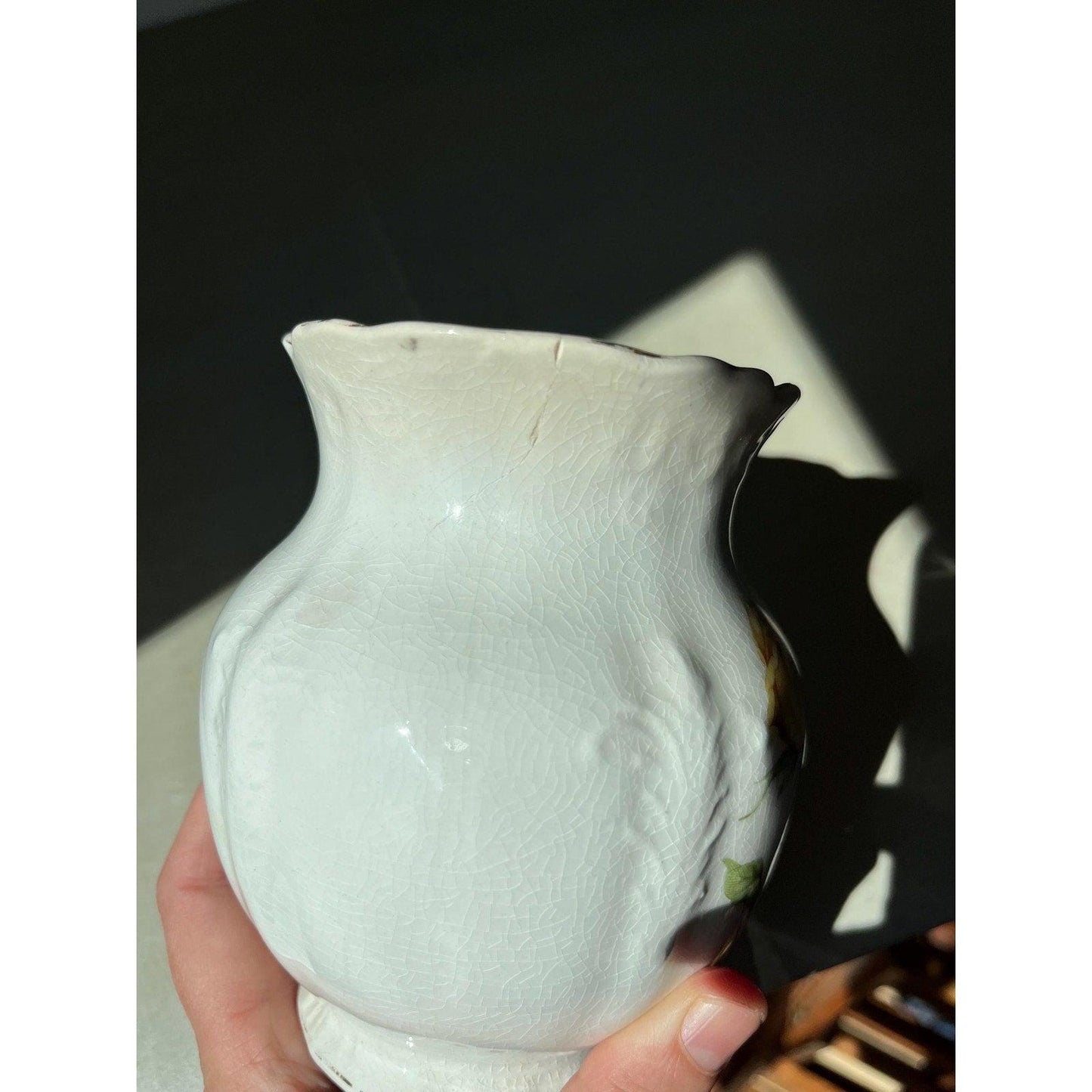 Antique Buffalo Pottery bud vase with rose buds
