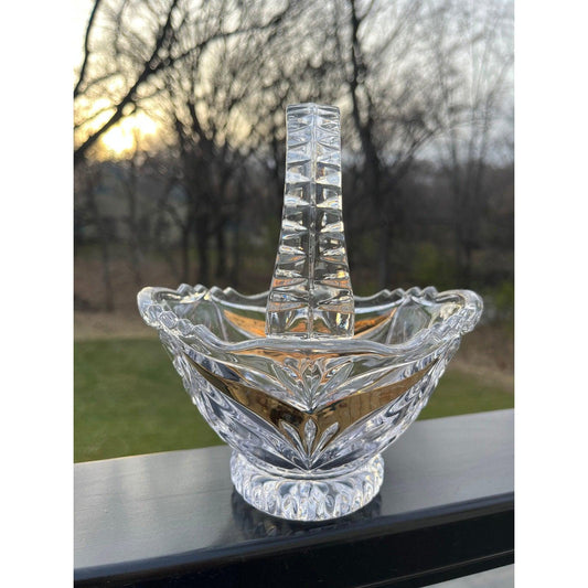 Vintage Bleikristall ‘Bride's Basket by Anna Hutte 24% lead crystal with gold accents