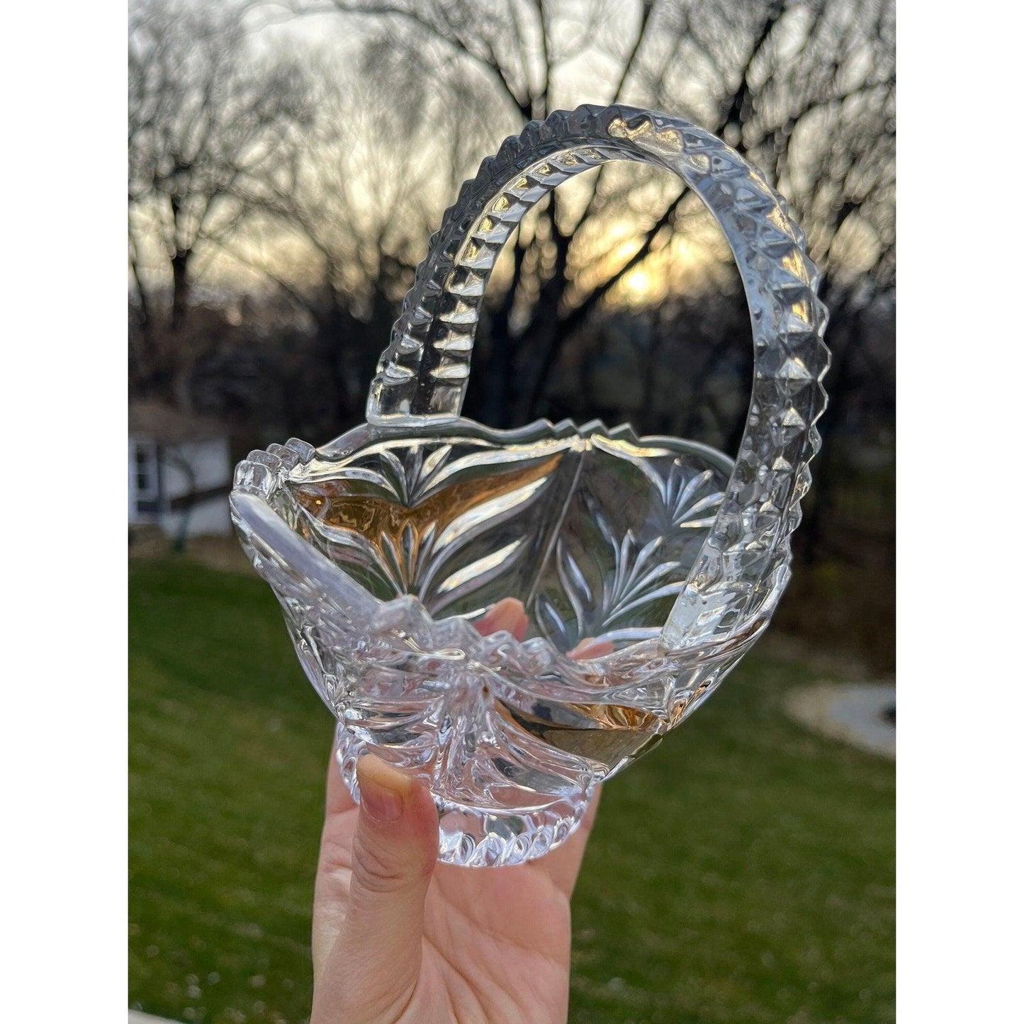 Vintage Bleikristall ‘Bride's Basket by Anna Hutte 24% lead crystal with gold accents