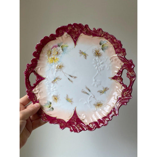 Early 20th century American Cranberry Cake Plate