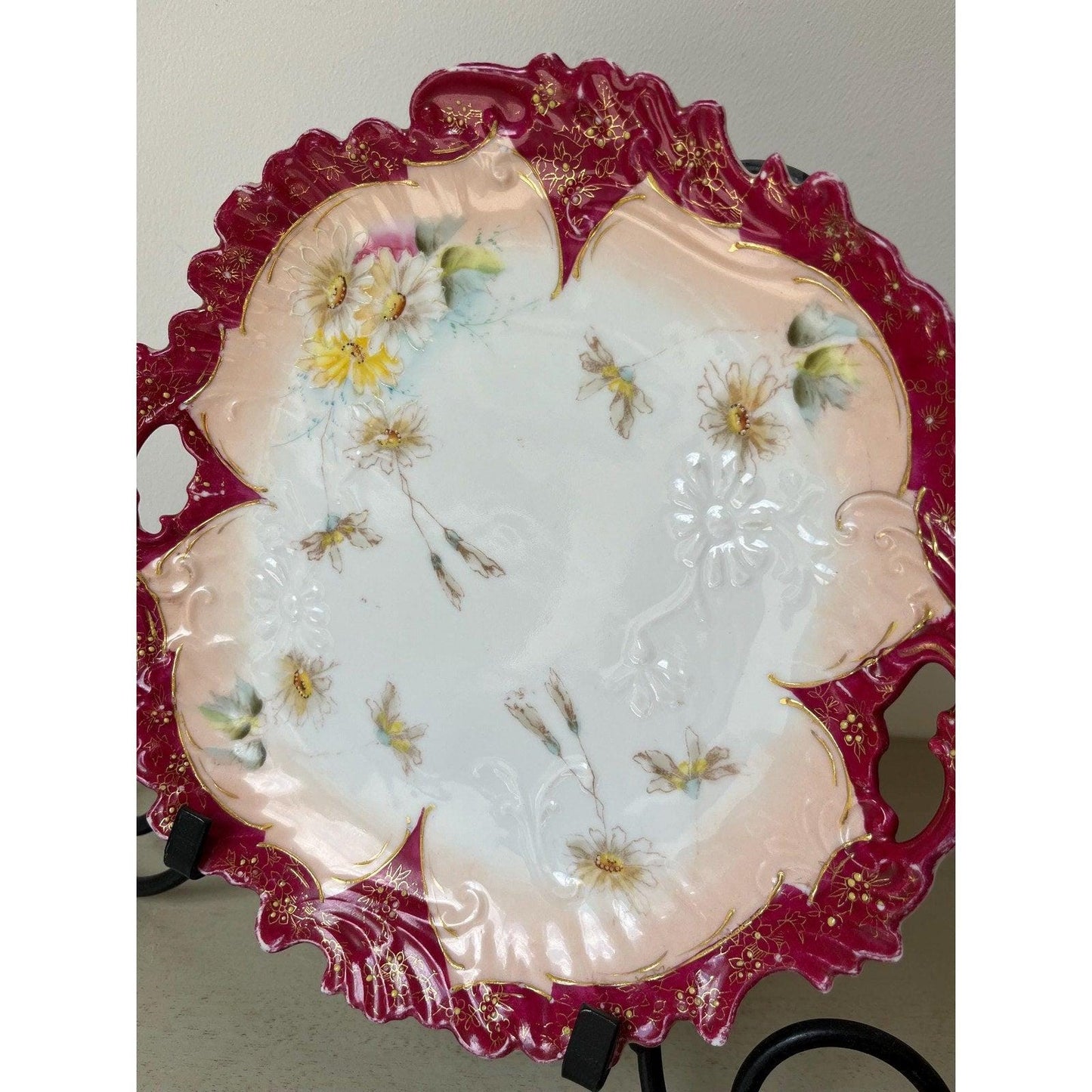 Early 20th century American Cranberry Cake Plate