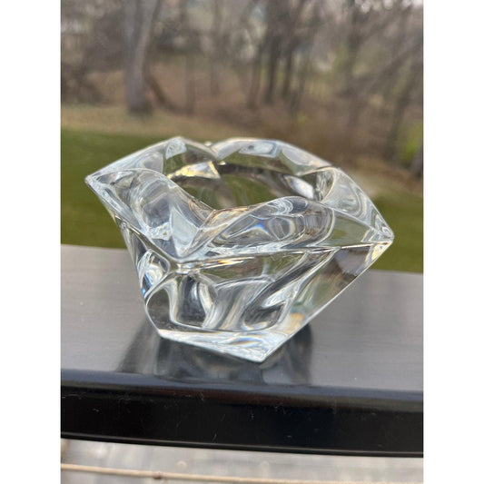 Vintage heavy crystal glass votive candle holder