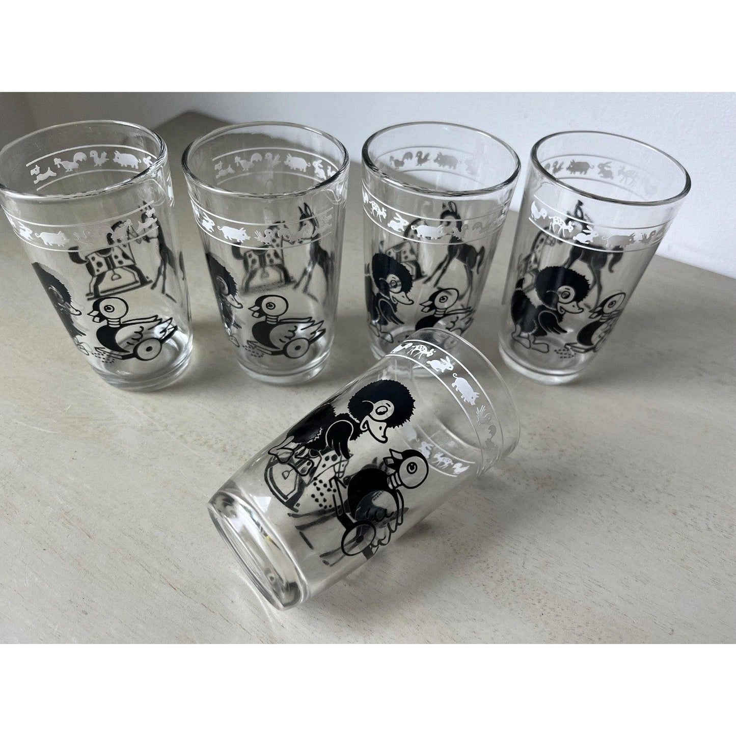 Vintage 1950s Swanky Swig juice glasses by Kraft Foods set of 5