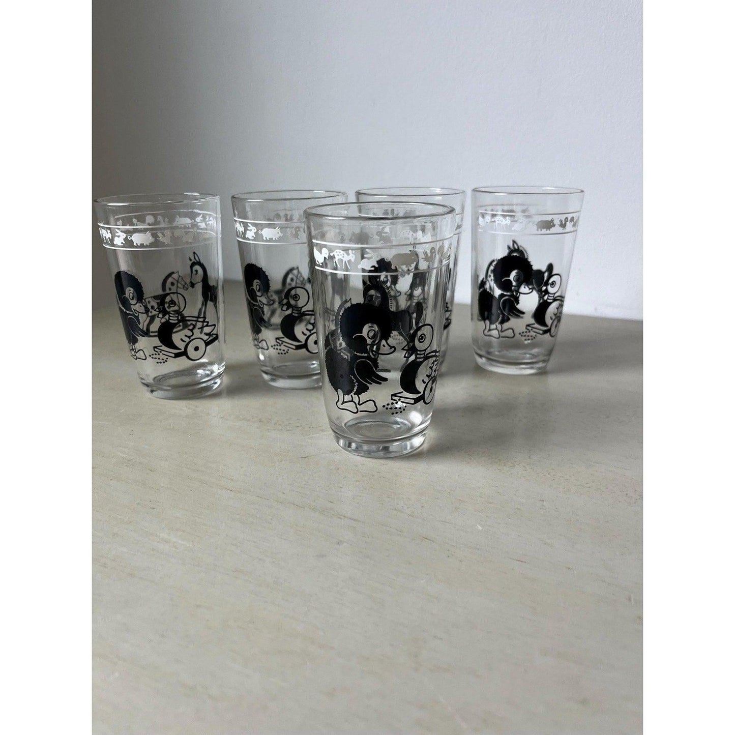 Vintage 1950s Swanky Swig juice glasses by Kraft Foods set of 5