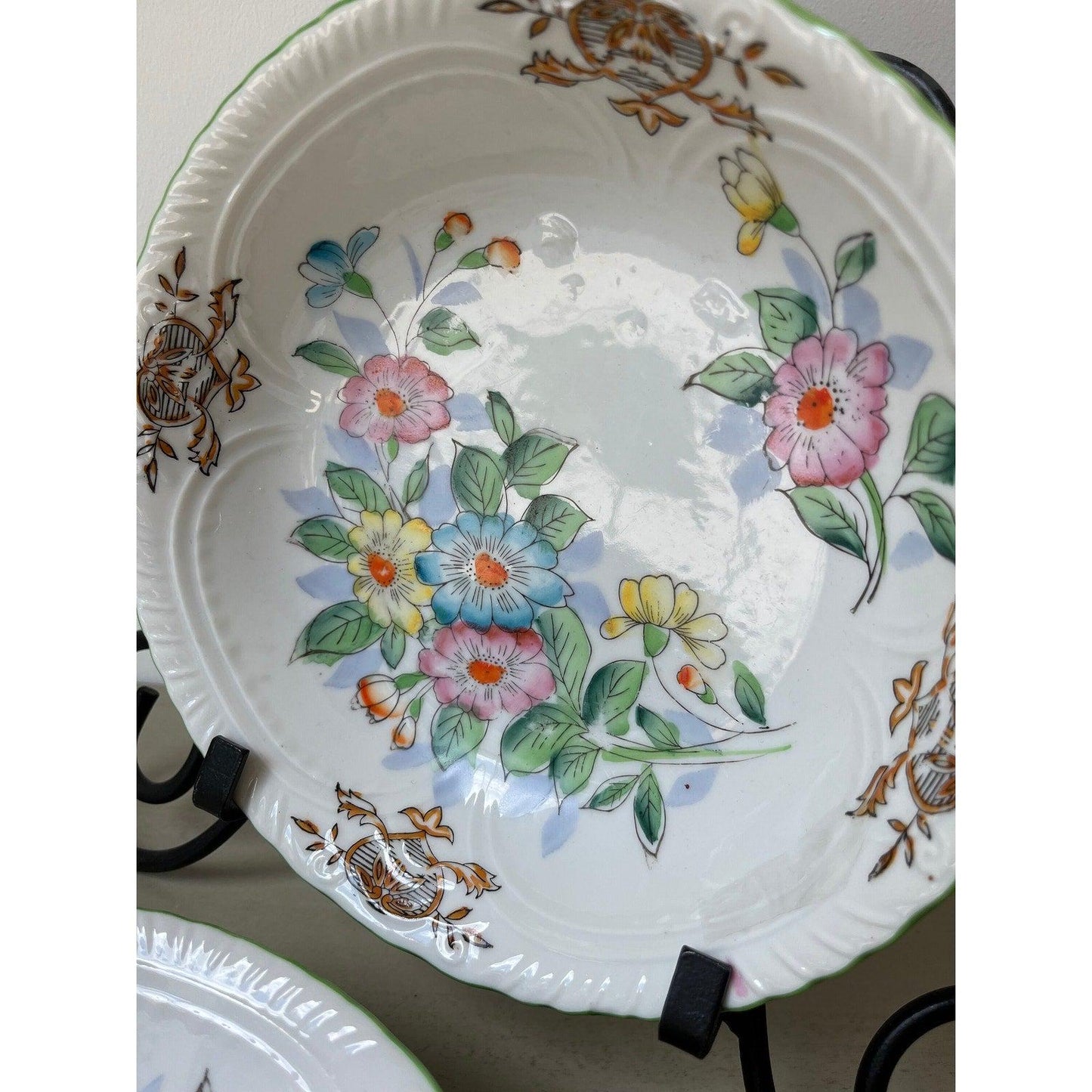 Set of 2 vintage hand painted floral bowls made in Japan