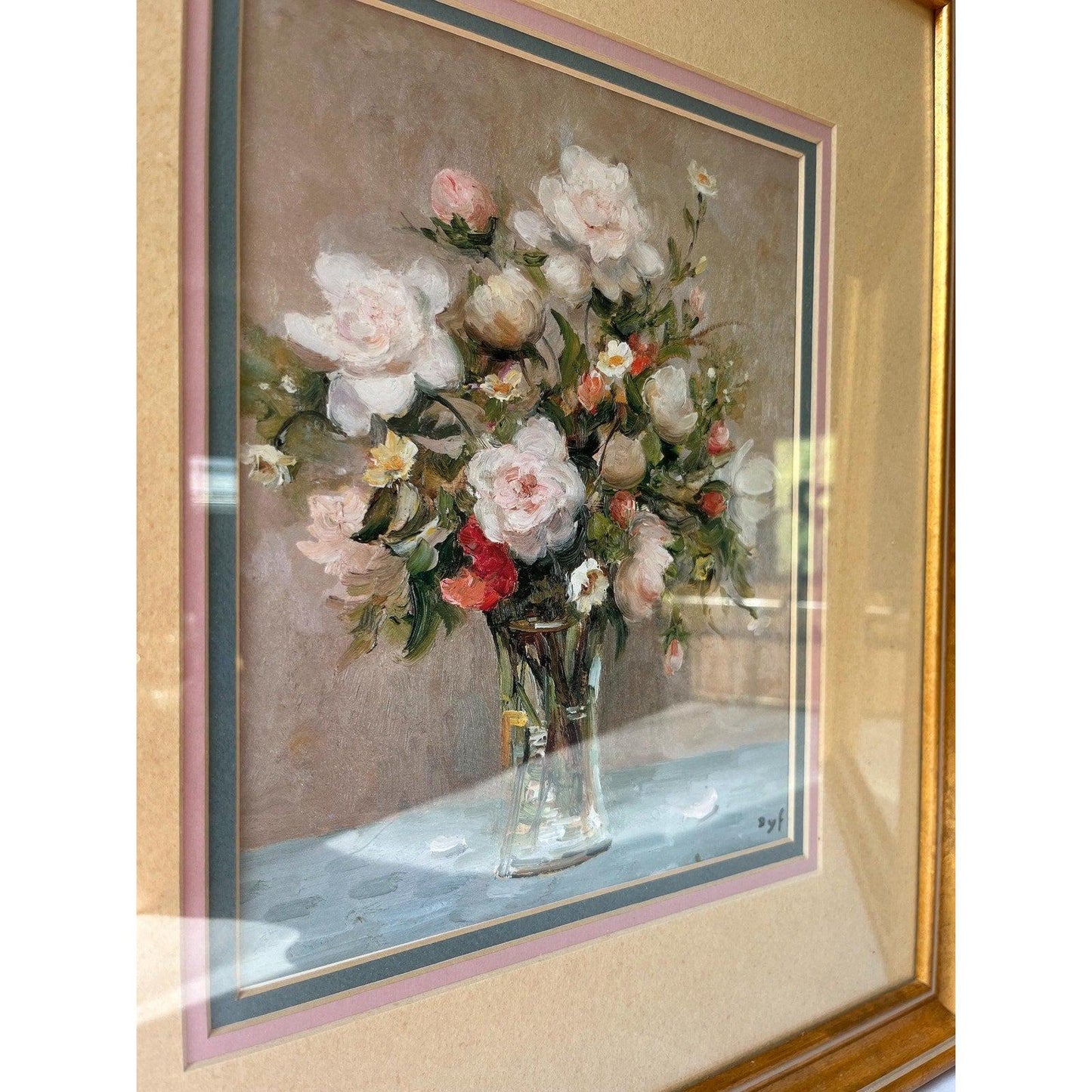 Lovely pair of vintage framed prints floral art work