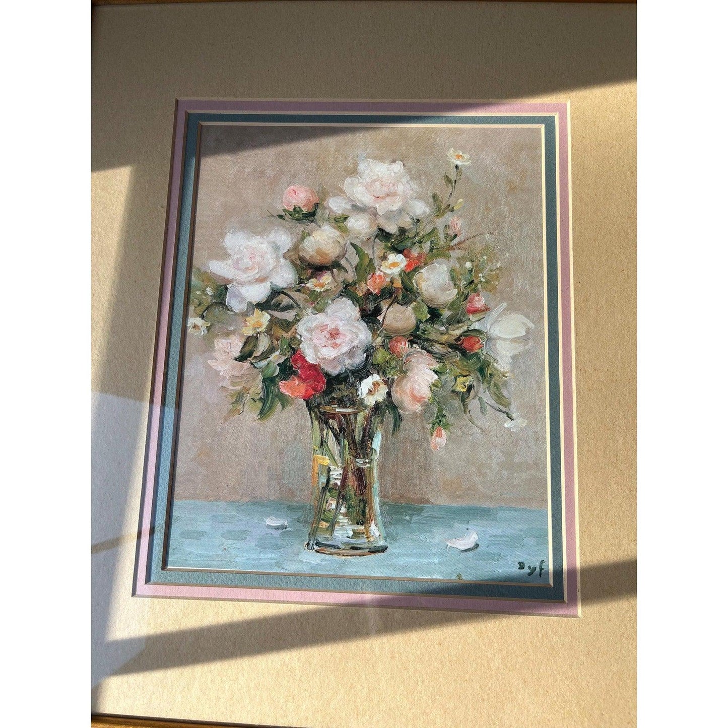 Lovely pair of vintage framed prints floral art work