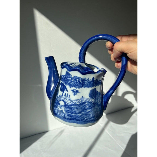Vintage Victoria Ware Ironstone Blue & White Watering Pitcher