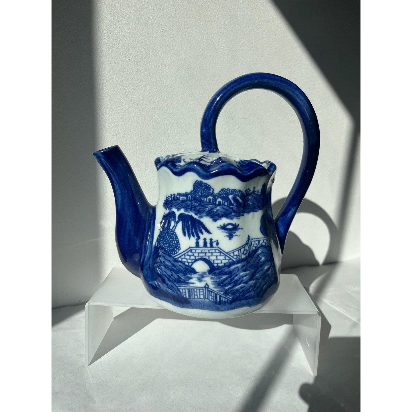 Vintage Victoria Ware Ironstone Blue & White Watering Pitcher