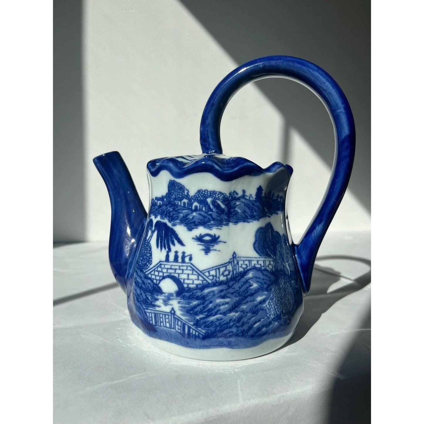 Vintage Victoria Ware Ironstone Blue & White Watering Pitcher