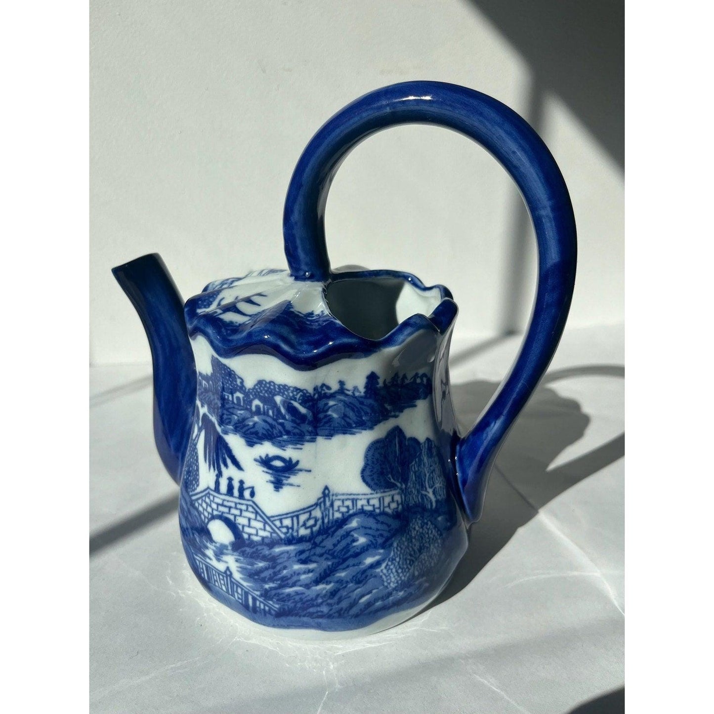 Vintage Victoria Ware Ironstone Blue & White Watering Pitcher