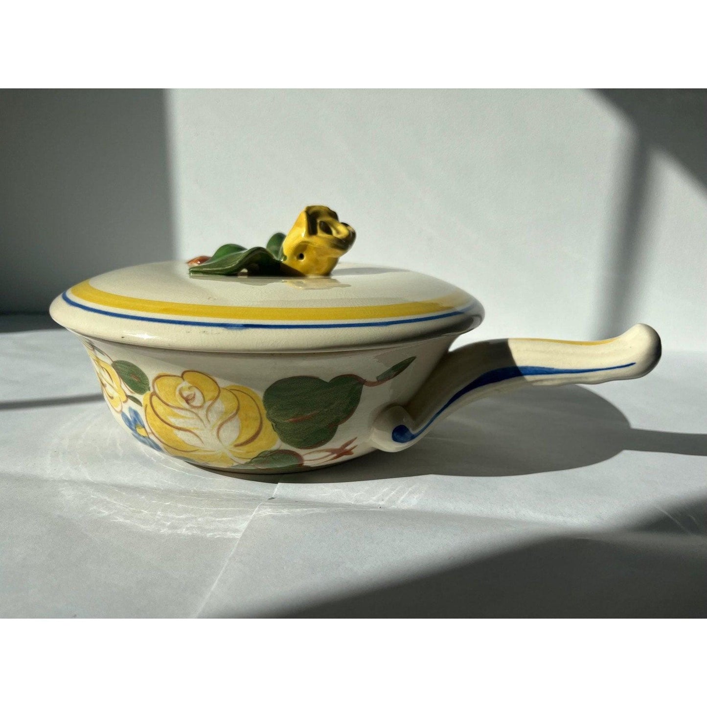 Vintage Red Wing Pottery BRITTANY CASSEROLE with a rose lid