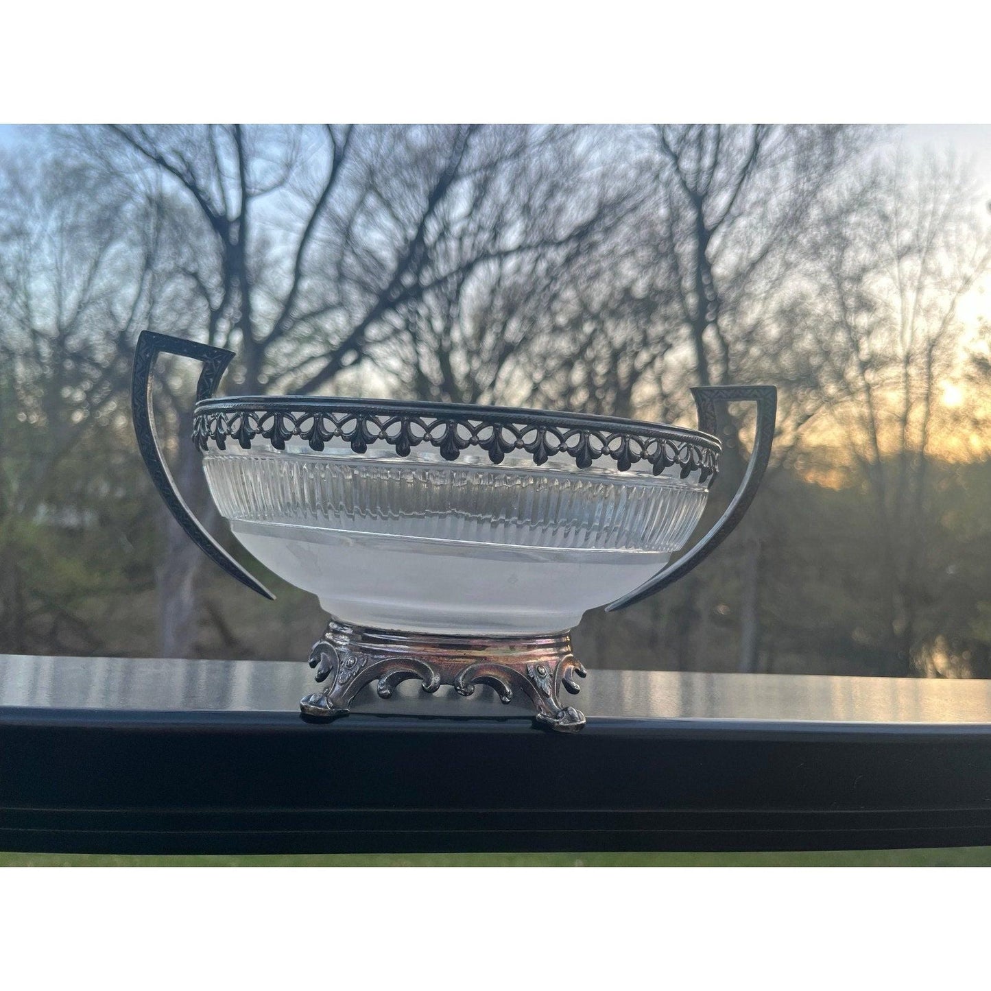 Antique silverplated loving cup service dish