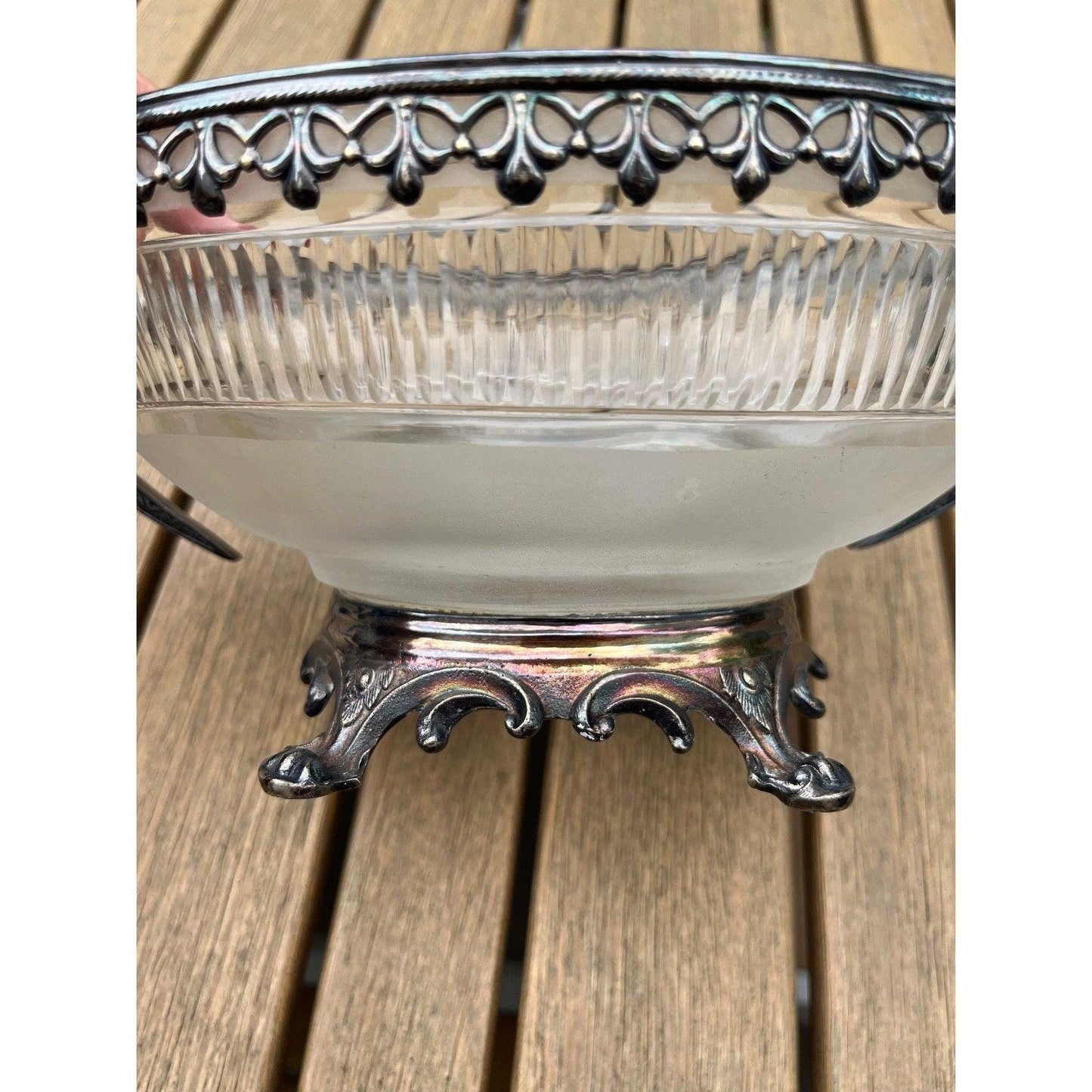 Antique silverplated loving cup service dish