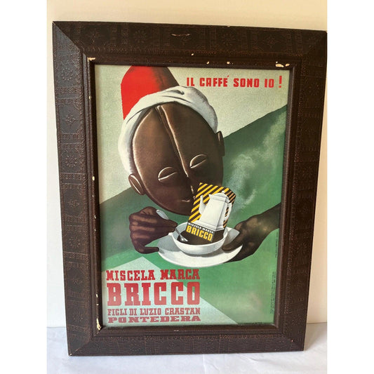 Vintage 1930 Bricco Coffee Pontedera Italy coffee advert framed poster print