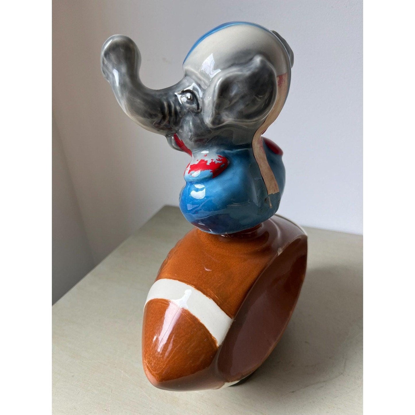 Vintage Jim Beam Elephant Football Whiskey Decanter 1972
