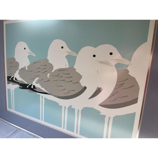 Vintage framed rare authentic print "Seagulls" by Kevin Newman