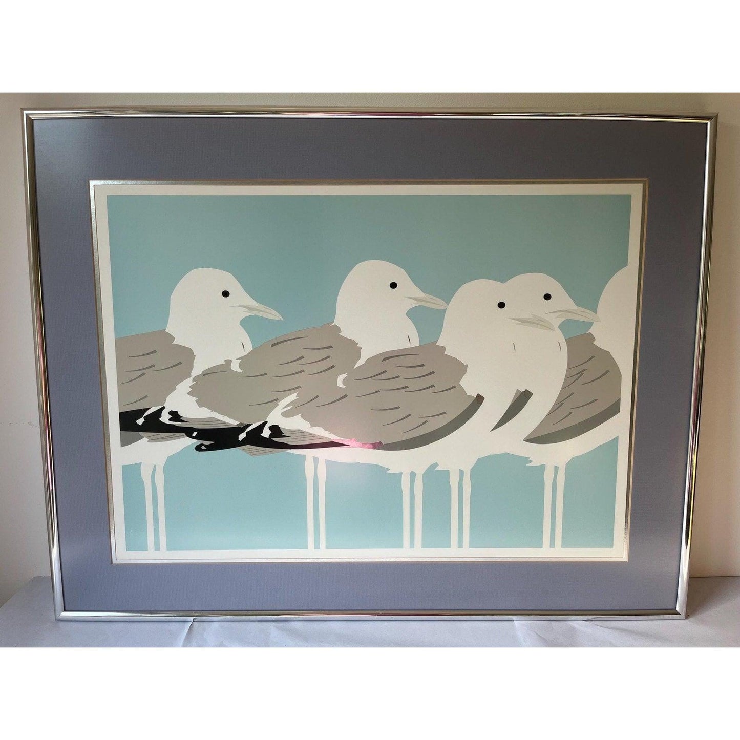 Vintage framed rare authentic print "Seagulls" by Kevin Newman
