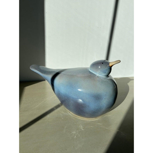 Vintage Studio Pottery sea bird - blue drip glaze sculpture