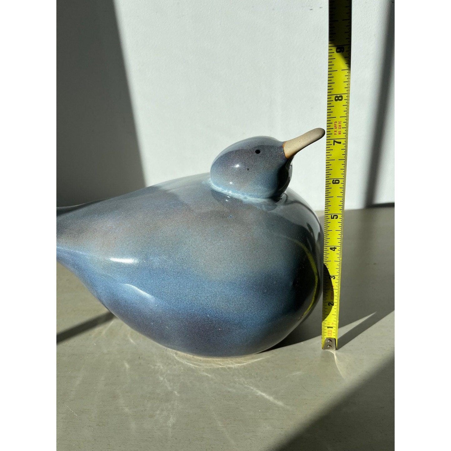 Vintage Studio Pottery sea bird - blue drip glaze sculpture