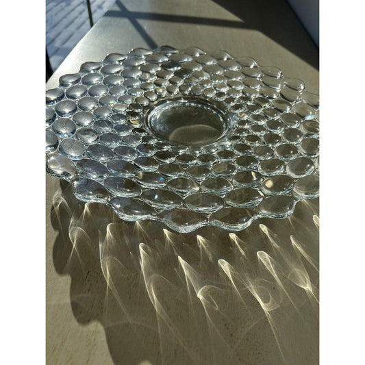 Vintage “bubble wrap thumbprint pattern glass serving platter