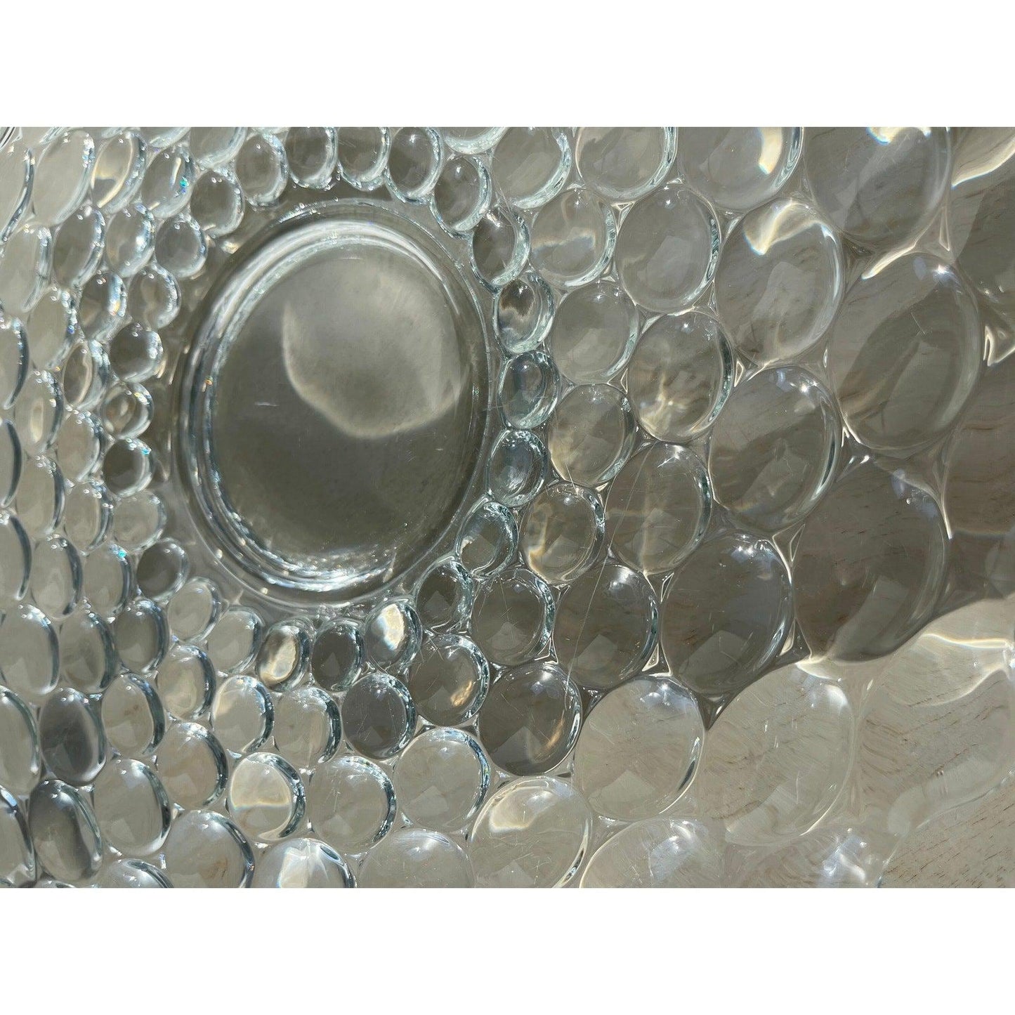 Vintage “bubble wrap thumbprint pattern glass serving platter