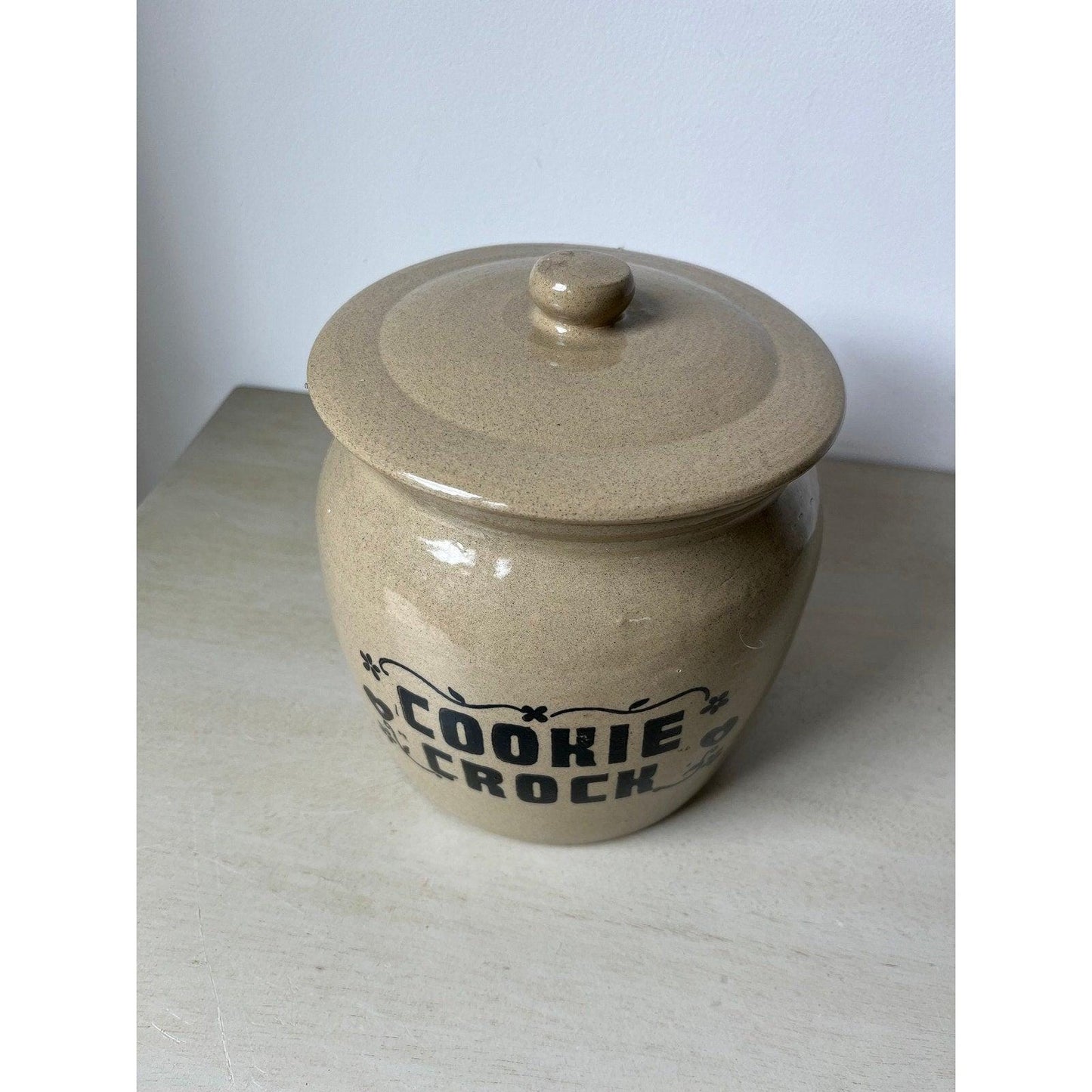 Large vintage stoneware cookie crock made by Moira of England