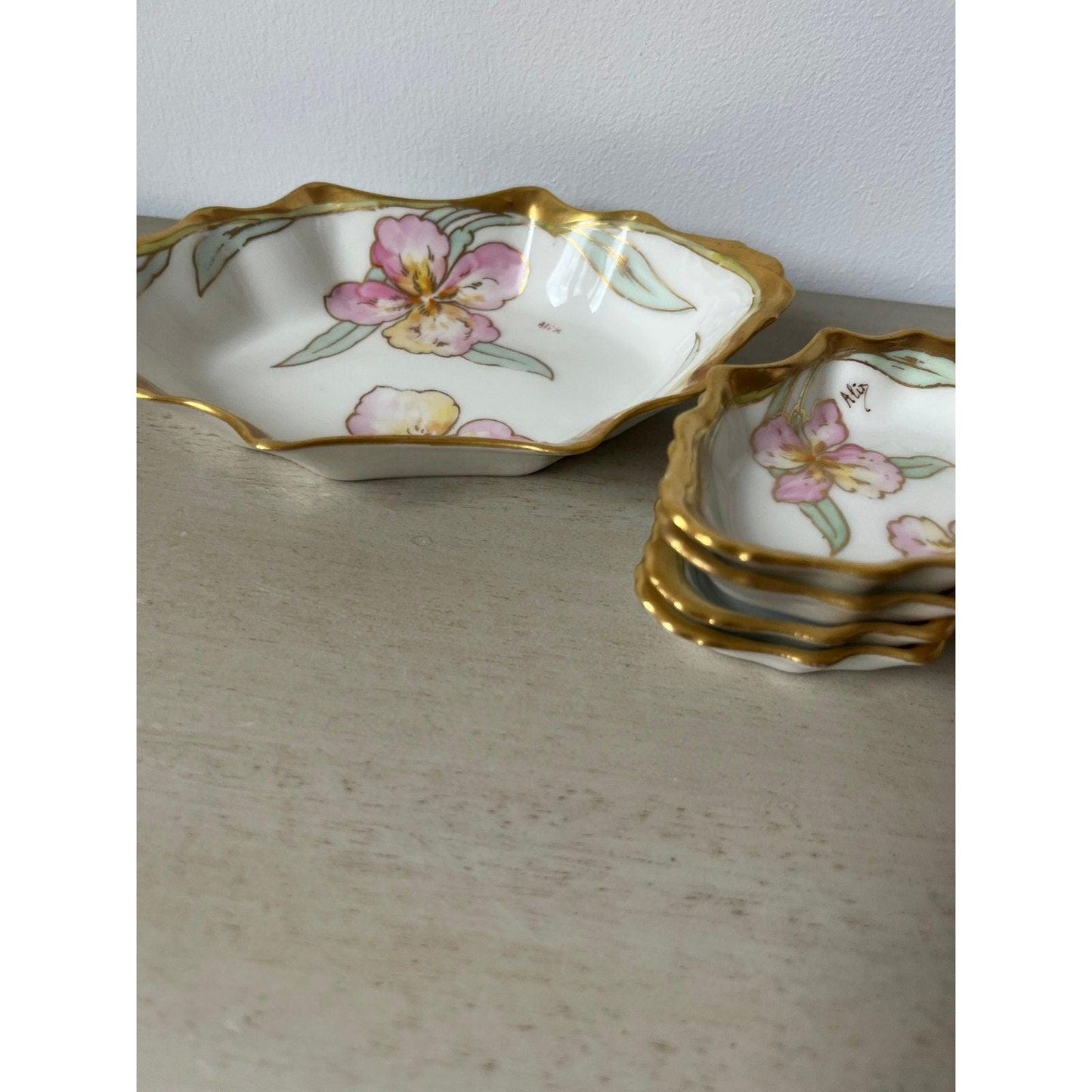Antique Elite Works nut dish set