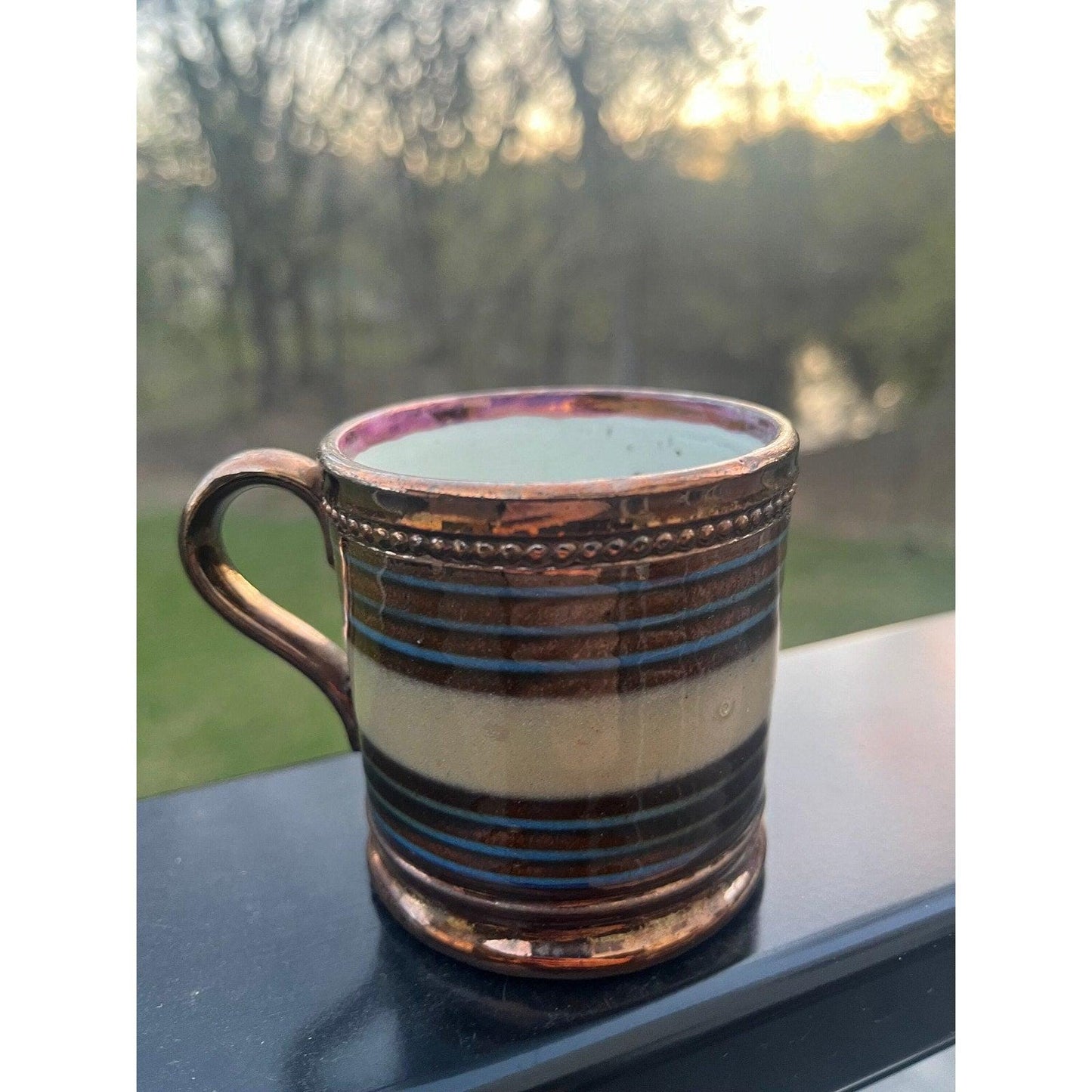 Antique copper lusterware mug