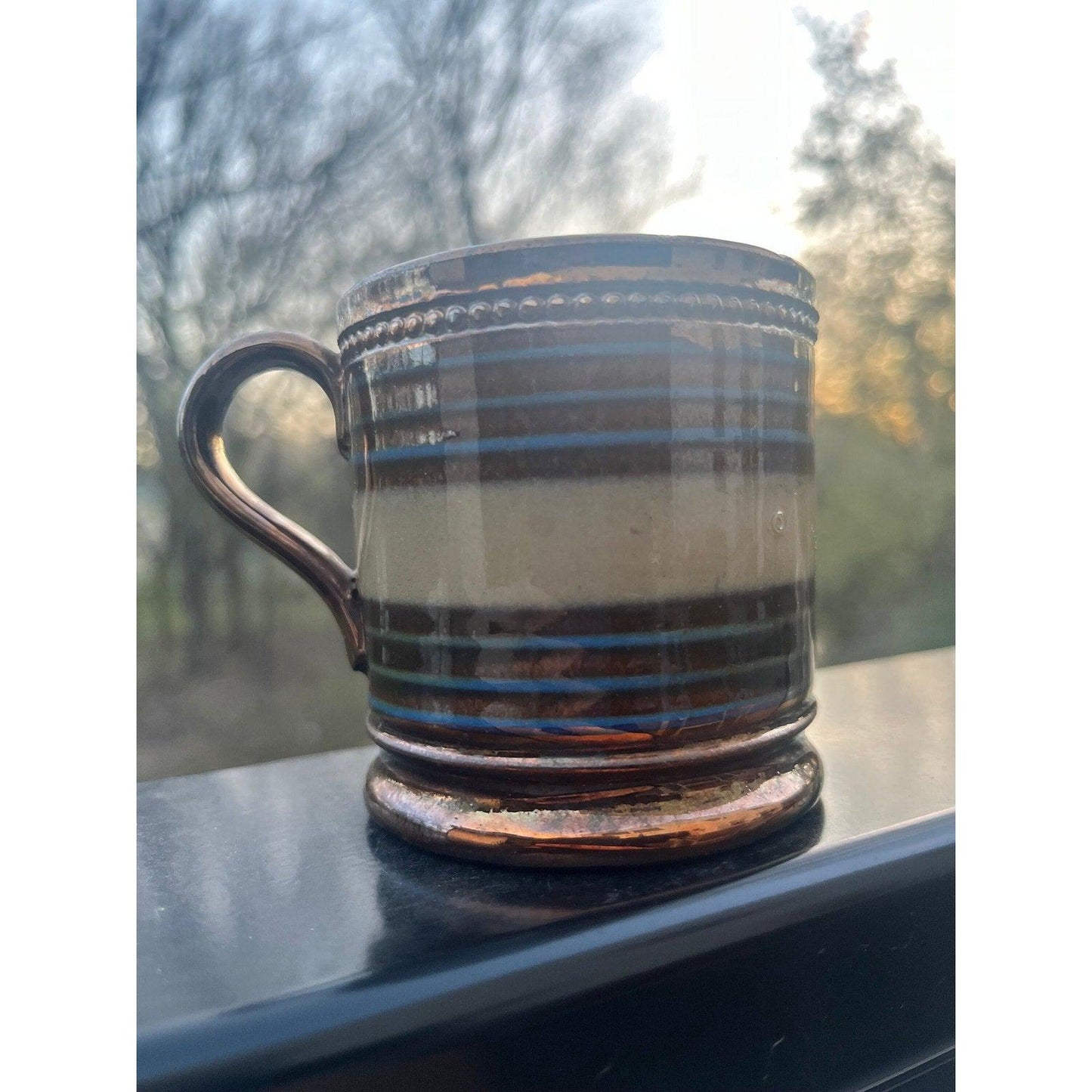 Antique copper lusterware mug