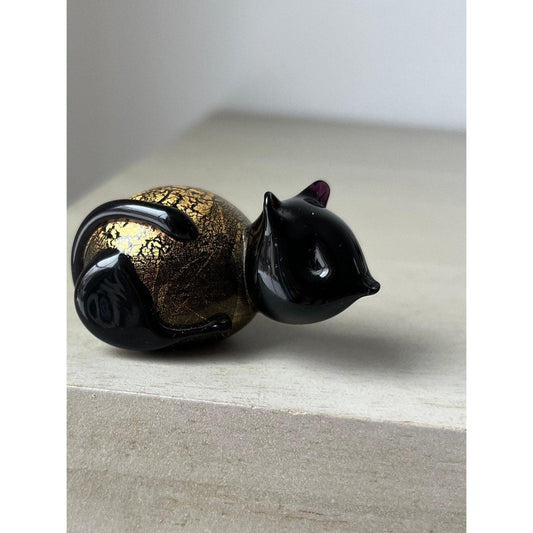 1980s Azurene Black Glass 'Minimals' Cat figurine